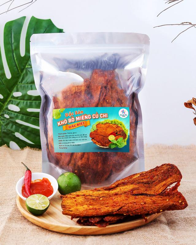 Đặc Sản Khô Bò Miếng Củ Chi Thơm Ngon Túi 500gr Cay Ăn Vặt