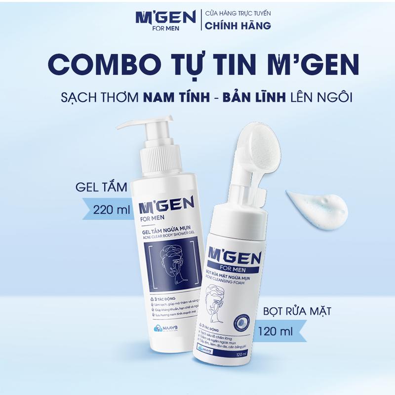  Combo tự tin M’GEN - Bọt rửa mặt và gel tắm ngừa mụn cho nam M'gen bí quyết Skincare cho nam giới cho làn da sạch thoáng không khô căng hỗ trợ giảm và ngăn ngừa mụn dùng dược cho da nhạy cảm 