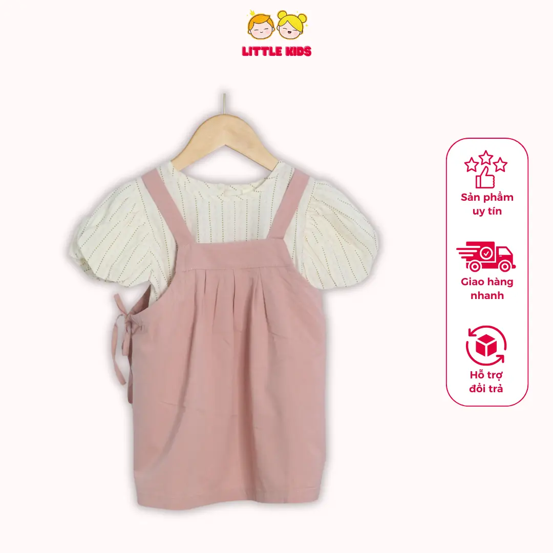[ Little Kids ] - Set yếm hồng phong cách tiểu thư dễ thương cho bé yêu