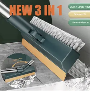 Sikat Lantai Wiper 3in1 Pembersih Lantai Dinding Kamar Mandi Gagang Panjang Portable Sapu Lancip Model V Karet Stainless