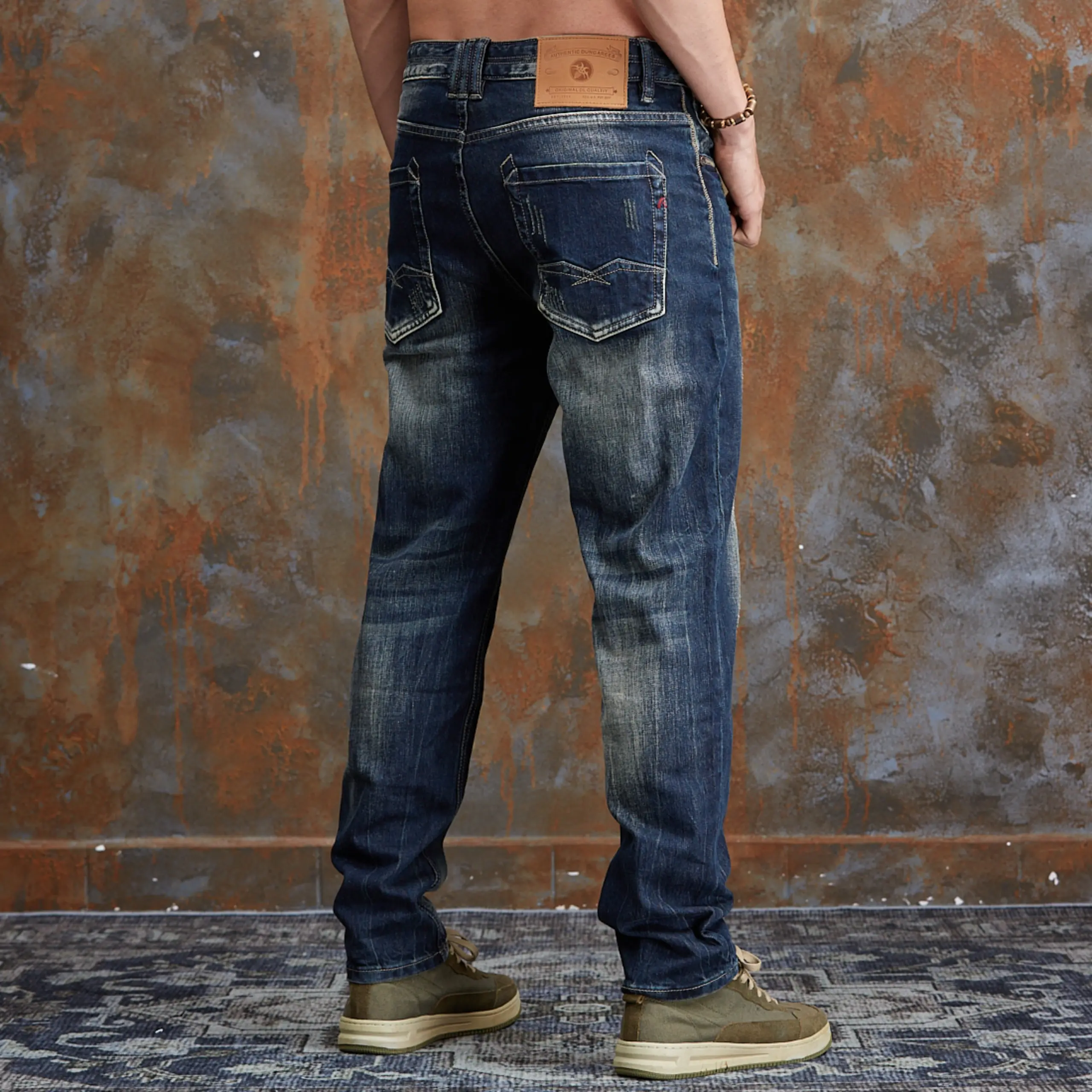 Quần Jean Nam  Mã Số 715, Màu Xanh Wash , Dáng ôm, Denim, Co Giãn Thoải Mái