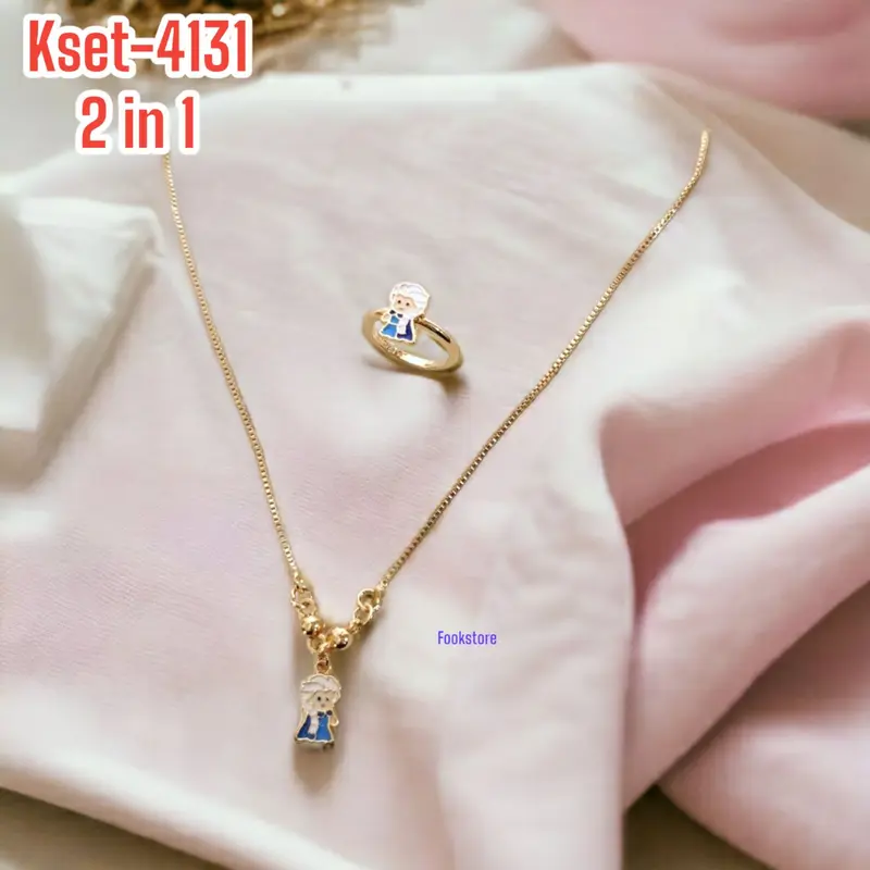 SET KALUNG CINCIN ANAK MOTIF KARTUN FROZEN 2 IN 1 /KSET-4131 1