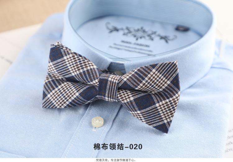 Product Introduction of 1PCS Men's Bow Tie Korean Version Fashion Casual Bow Cotton Trendy Plaid Striped Collar Bow Tie Manufacturer Wholesale Spot 23