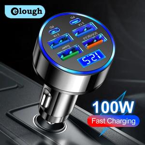 Pengecas Kereta, 100W, 6-Port, Pengecasan Pantas, USB Jenis C, Pemetik Api Kereta, PD QC3.0, Serasi dengan Telefon Kereta Automotive Car charger 3 1