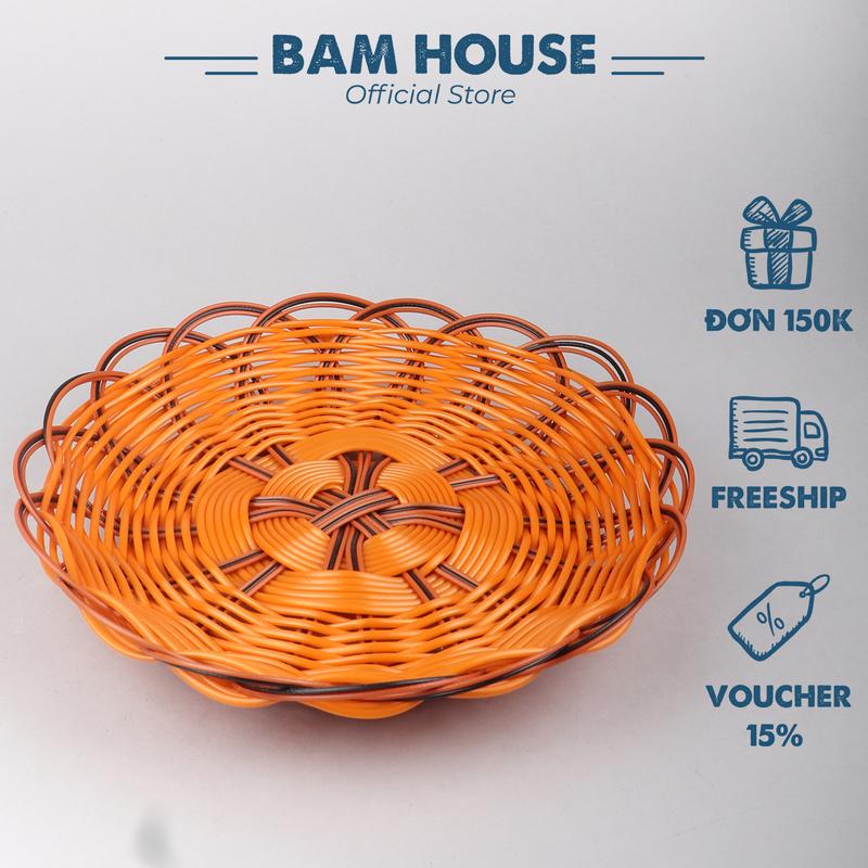 Rổ nhựa mây đựng rau củ quả và trái cây Bam House dạng tròn kích thước lớn cao cấp RM01 – Gia dụng bếp