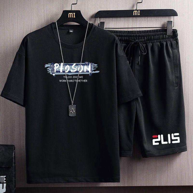 Product Introduction of Summer Men's Sports Suit Men's Korean-Style Fashionable Loose Casual Short-Sleeved Shorts T-shirt Handsome Clothes Men 6