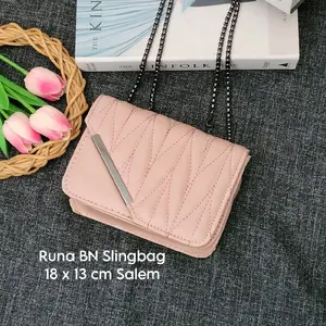 RUNA TAS SELEMPANG WANITA slingbag fungsi kasual,formal,wanita Kulit PU Polos Hitam Cokelat Navy Canvas
