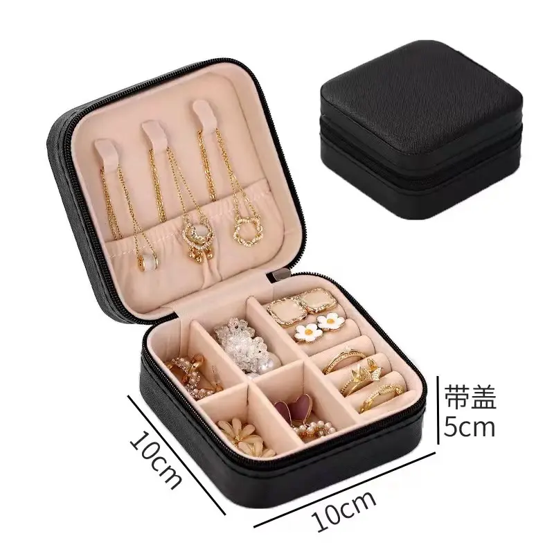 Hộp Đựng Đồ Trang Sức, Kích Thước Nhỏ, Cầm Tay, Thích Hợp Cho Gia Đình Và Du Lịch, Hộp Đựng Bông Tai Và Vòng Cổ, Dành Cho Phụ Nữ, Hộp Sắp Xếp Nhẫn, Làm Bằng Da PU, Hộp Trưng Bày 8