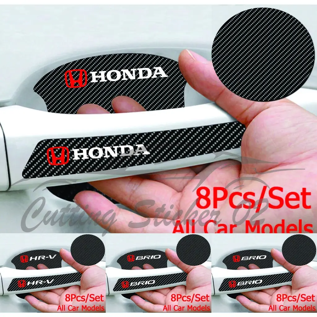8pcs sticker carbon handle pintu mobil honda all tipe sticker karbon handle mobil honda brio mobilio crv hrv city jazz freed odyssey crz civic all type