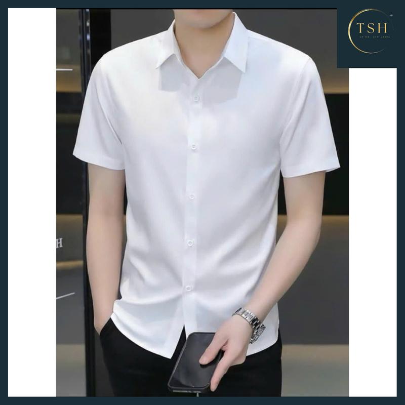 [ TSH ] - Mã SM02 Áo sơ mi nam tay ngắn, chất liệu lụa trơn đơn giản đễ phối , mềm mịn thấm hút mồ hôi, form chuẩn đẹp có đủ size tới 80kg- TSH Menswear Jean Shirt