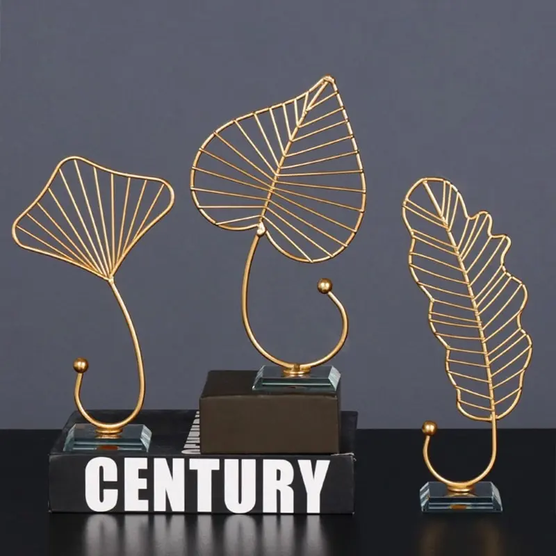 Ornamen Daun Ginkgo Bahan Besi Gaya Nordic Untuk Dekorasi Ruang Tamu 2