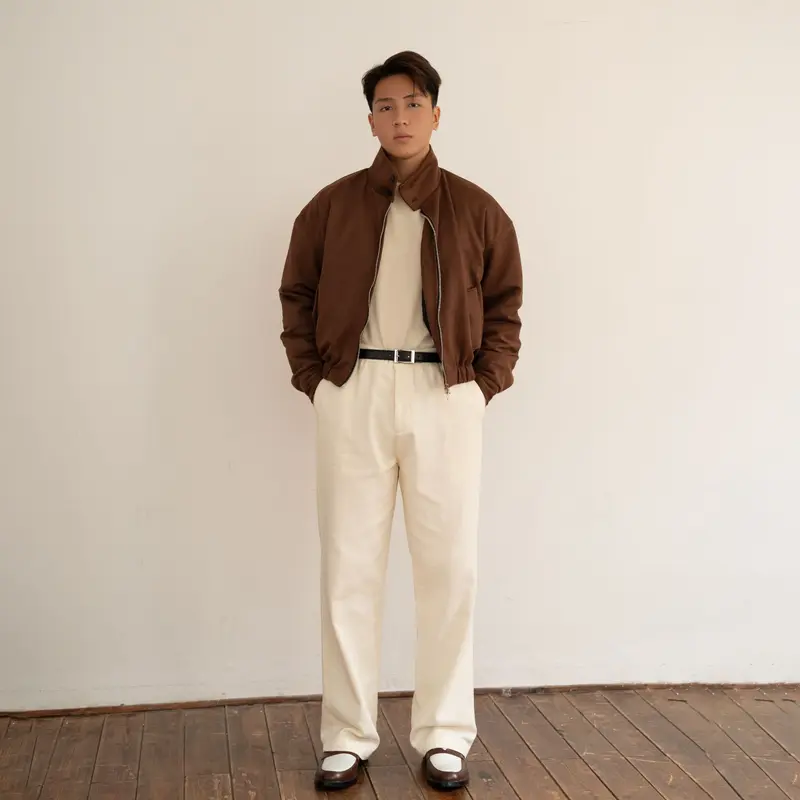 Quần ống rộng Strange Fit Kaki THOMAS STU simple live gentle mind KP03 5