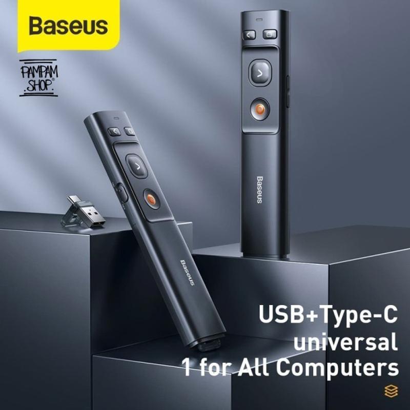 BASEUS ORIGINAL Orange Dot Wireless Laser Pointer Presenter Type C USB ...