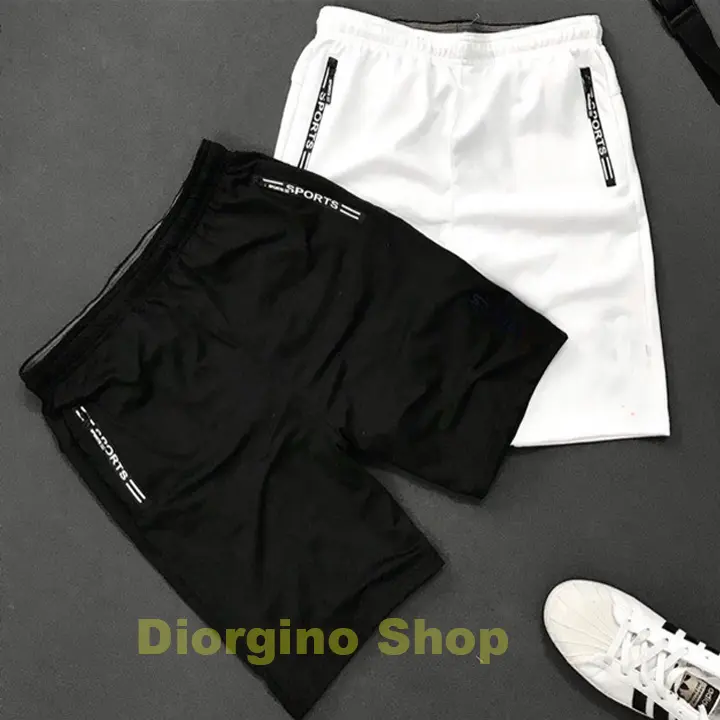 Combo 2 quần short thể thao 2 túi kéo khoá vải thun lạnh