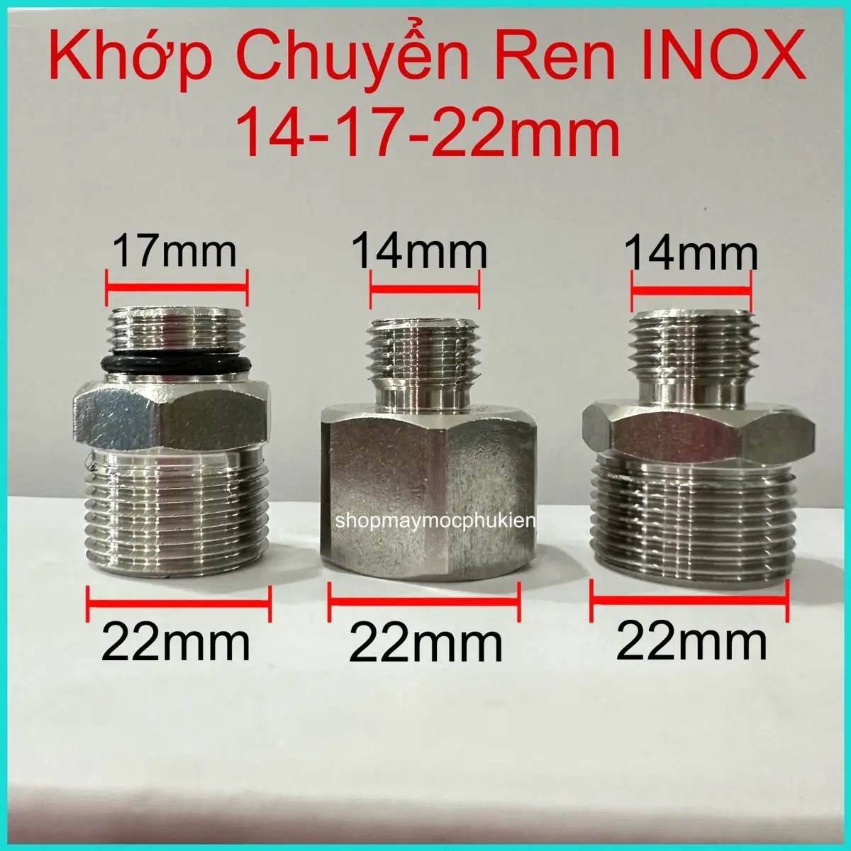 [INOX] Khớp Nối, Khớp Chuyển Ren INOX 14-17-22mm/ Khớp Chuyển Ren Máy Rửa Xe Phụ Kiện