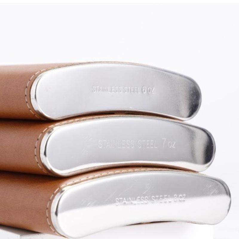 Product Introduction of Drinkware Stainless Steel Hip Flask 6/7/8oz Leather Wrap Whisky Flagon Leakproof Wine Cup for Alcohol Wine 18