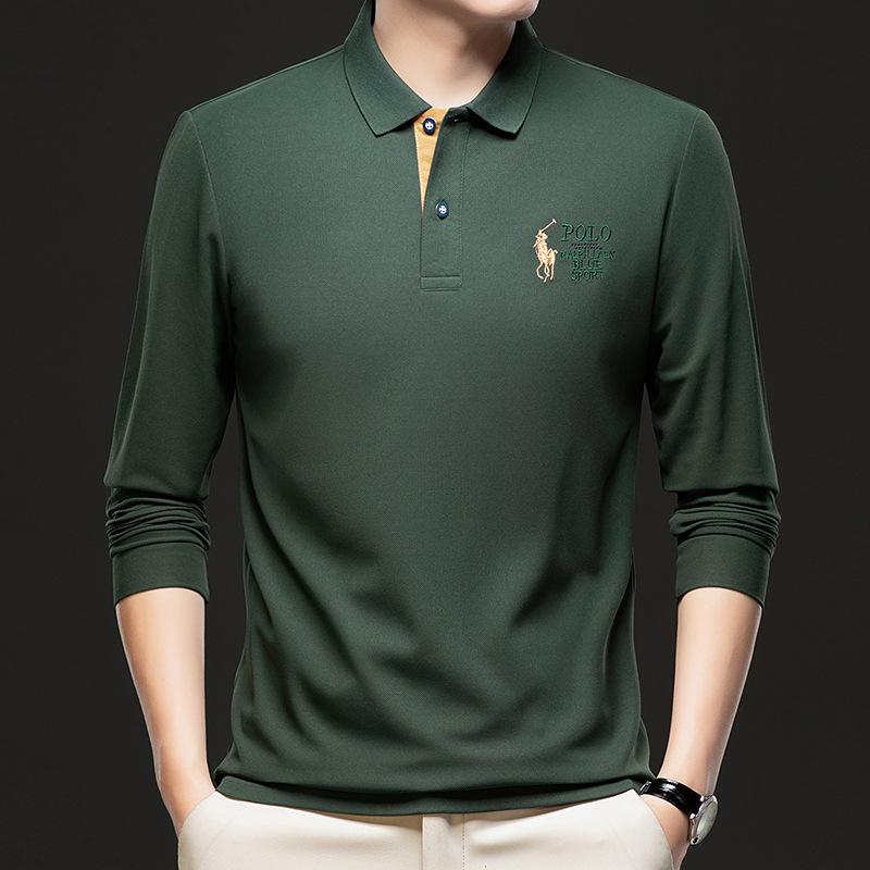 Áo Polo Dài Tay, Phong Cách Xuyên Biên Giới, Dành Cho Nam Giới, Ve Áo, Thời Trang, Thêu Hợp Xu hướng, Thoáng Khí, Áo Phông Dài Tay, Bán Buôn, Hàng Mới Về Mùa Thu 5