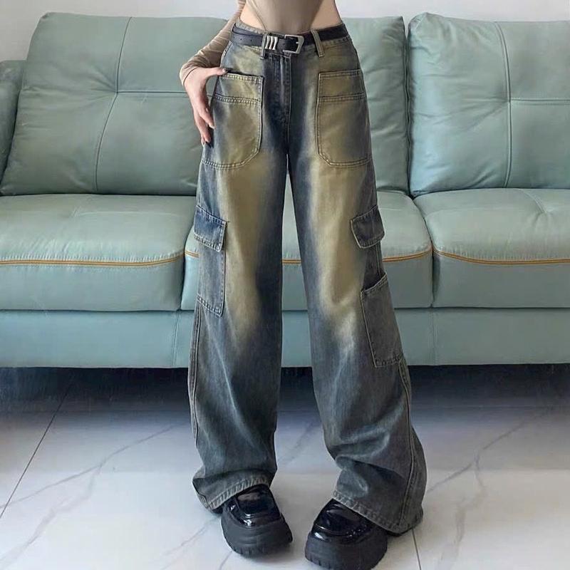 ￼Quần jean ống rộng túi hộp quần nữ jean phong cách retro - 247store. -Quan7132_P0K48