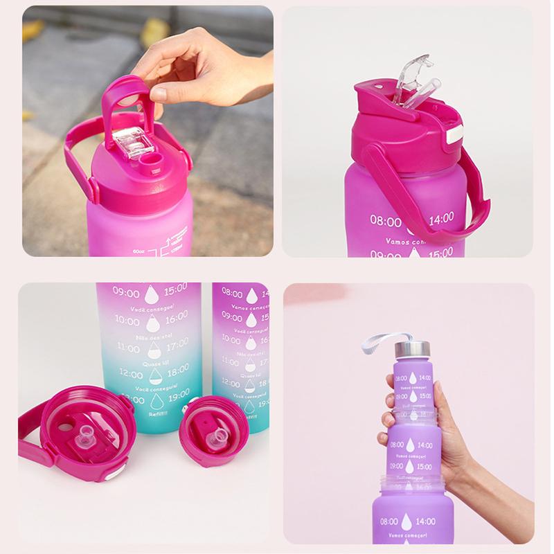 Product Introduction of Bình Nước Thể Thao, 3 Cái / Bộ, Có Ống Hút, Dành Cho Nam Và Nữ, Thích Hợp Cho Thể Dục, Ngoài Trời, Nước Lạnh, Có Điểm Đánh Dấu Thời Gian, Cốc Uống Nước 13