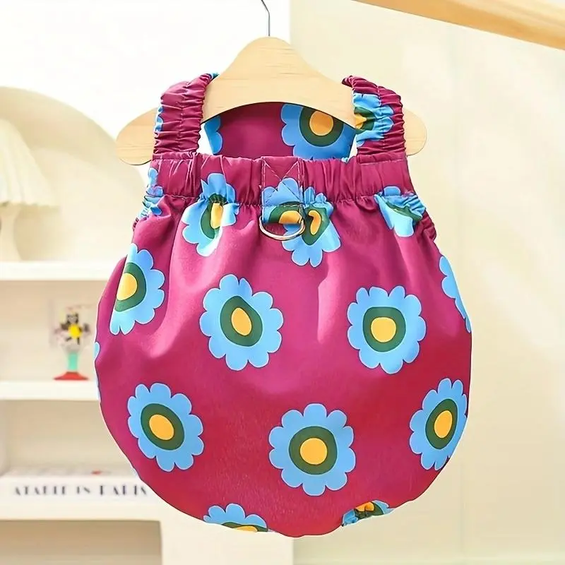 Floral Print Pet Dress, 1 Count Cute Pet Clothes for Small Medium Dogs & Cats, Fashionable Pet Clothing for Daily Wear 3