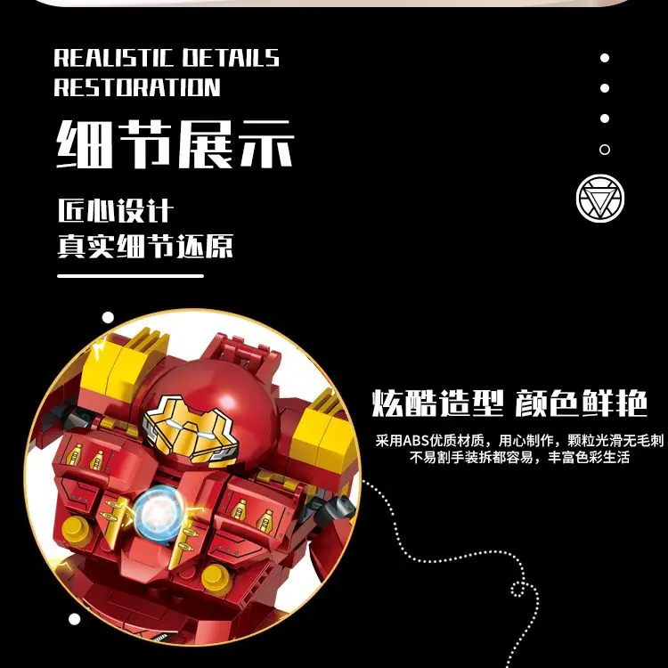 Đồ Chơi Lắp Ráp Người Sắt, Mô Hình Áo Giáp Người Khổng Lồ Xanh Hulkbuster, Tương Thích Với Lego, Mecha, Người Biến Hình Marvel, Thích Hợp Cho Bé Trai, 48 Giờ Giao Hàng, Đồ Chơi Lắp Ráp Toy Toy 3