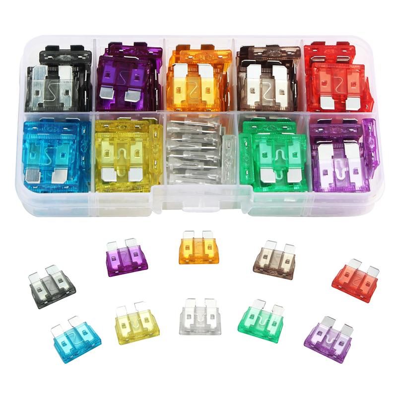 Product Introduction of COD FREE Shipping 100Pcs Blade Type Fuse Set 15A 20A 25A 30A 35A 10 Types Auto Fuse Kit with Box Blade Type Fuse Assorted Kit 18