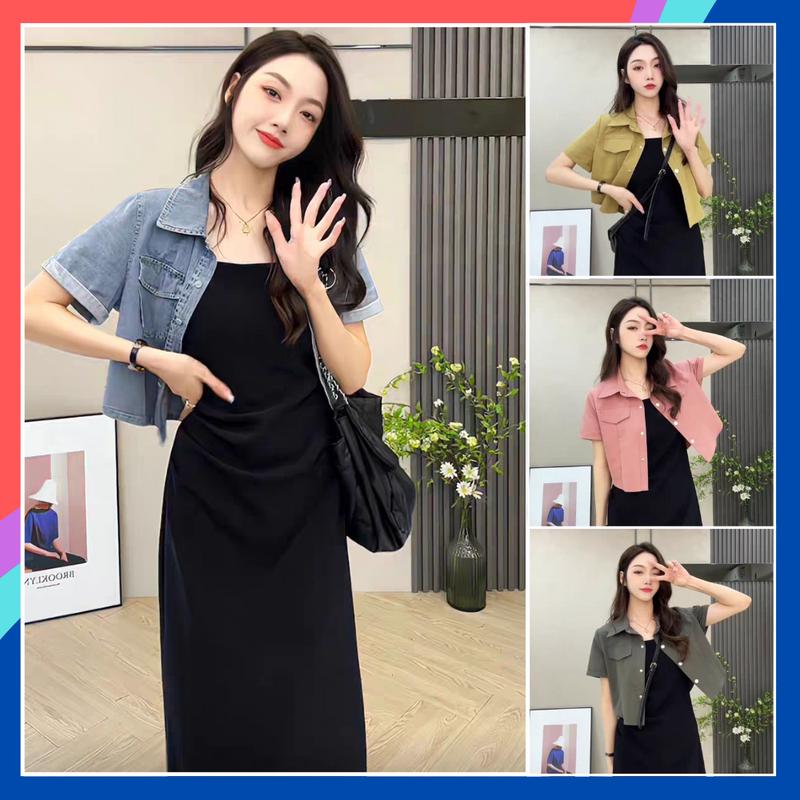  Áo khoác bò nữ croptop nhiều màu cá tính AK19 áo jeans nữ tay cộc form ôm mặc cùng váy trẻ trung năng động 