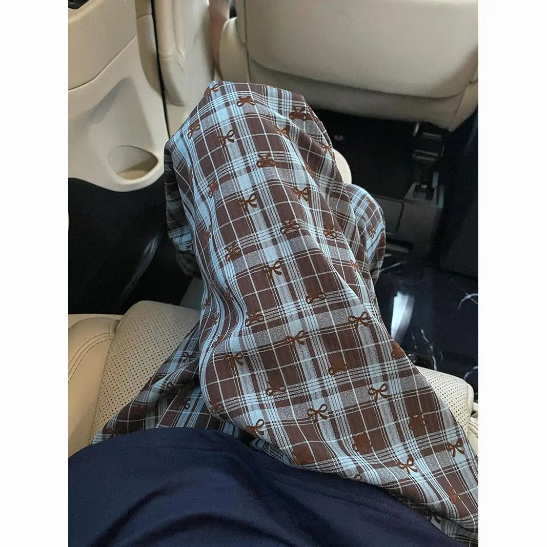 2025 High-End Ins Bow Print Pajama Pants Spring Plaid Girls Home Trousers Casual Walking Pants