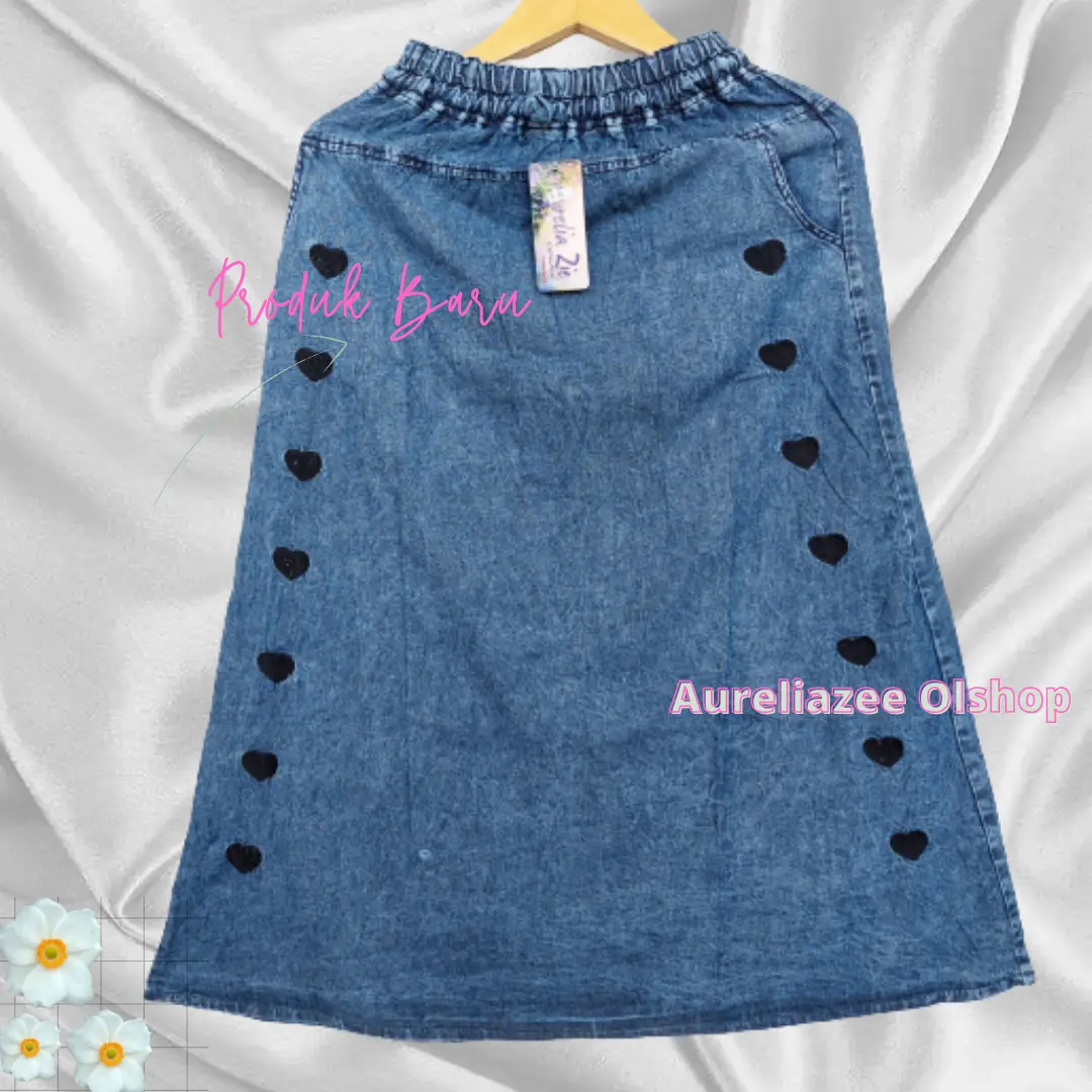 Adona Rok Jeans Motif LED dan Boneka Bulu Lembut Anak usia 4-15thn Fashion