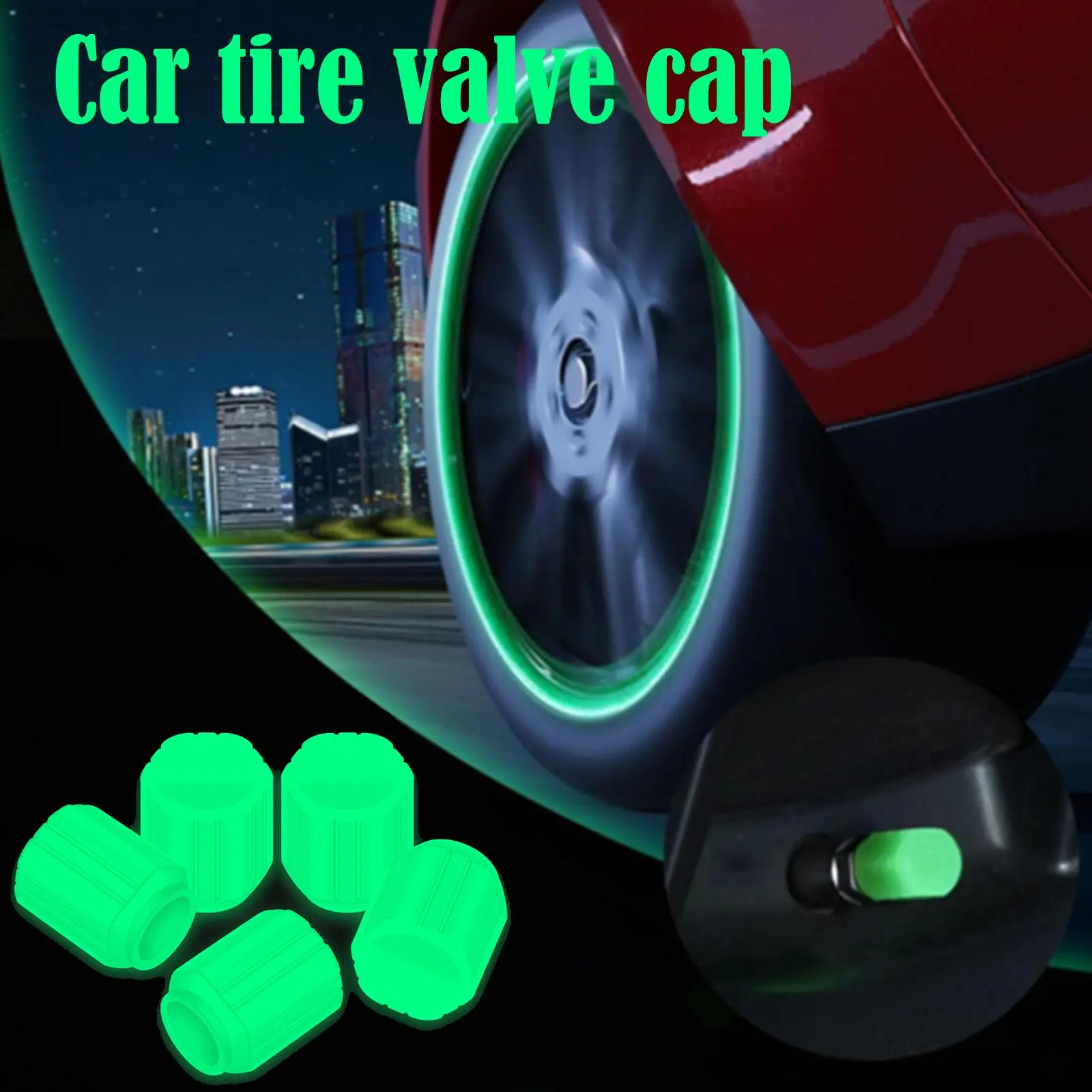 1/2/4pcs Tire Luminous Valve Tire Valve Cap Wheel Nozzle Night Fluorescent Valve Decor Glowing L5B3