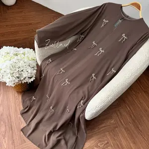 Ziella - Fitta Abaya 2in1 Outer dan Inner With Pita Bordir Organza 3D Bahan Ceruty Babydoll Jersey Abaya Adem Nyaman Dipakai Tidak Menerawang - Fitta Wood