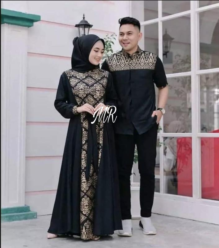 CP BATIK IRWANSYAH Baju Couple Pasangan Kemeja Pria dan Gamis dewasa dress kondangan  sarimbit  Muslim Pesta Lebaran Keluarga 7