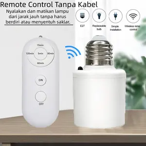 Fitting Lampu E27 + Remote Timer Wireless, Hemat Energi, Nyaman untuk Kamar Tidur & Ruang Tamu, ON/OFF & Timer Otomatis, Desain Minimalis Modern