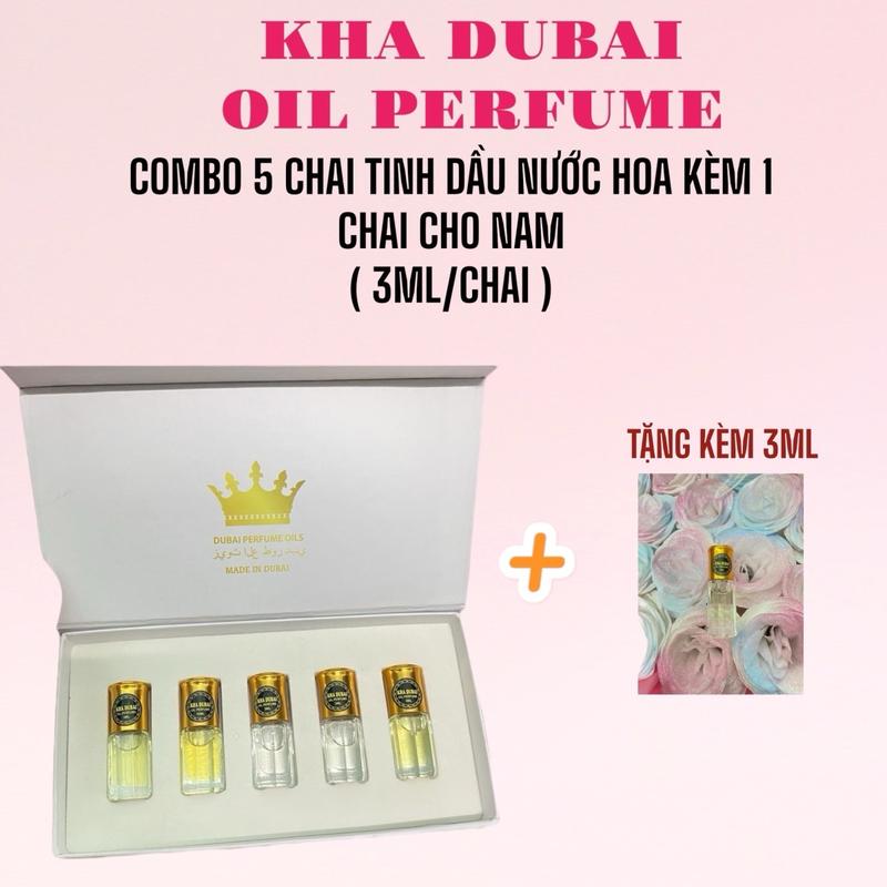 COMBO 5 CHAI (TẶNG KÈM 1 CHAI) tinh dầu nước hoa Kha Dubai oil perfume cho Nam (3ml/chai)