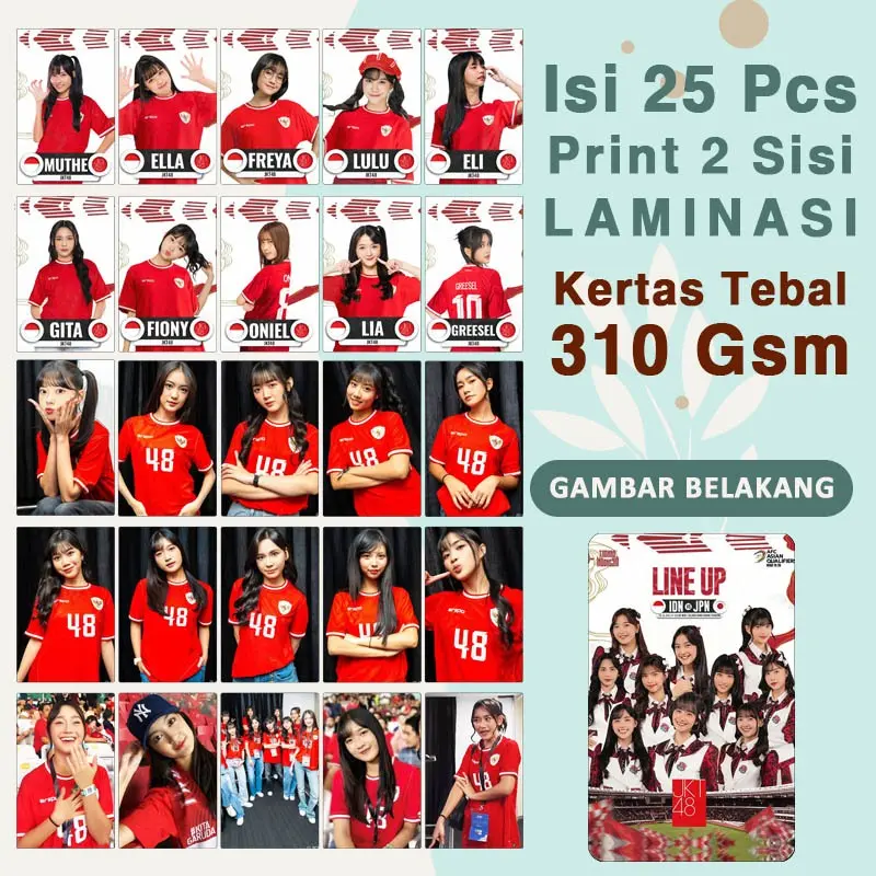 Photocard JKT48 Edisi Sepakbola Jersey Timnas dan Erigo Jersey Isi 25 pcs Bolak-balik Kertas Tebal 0