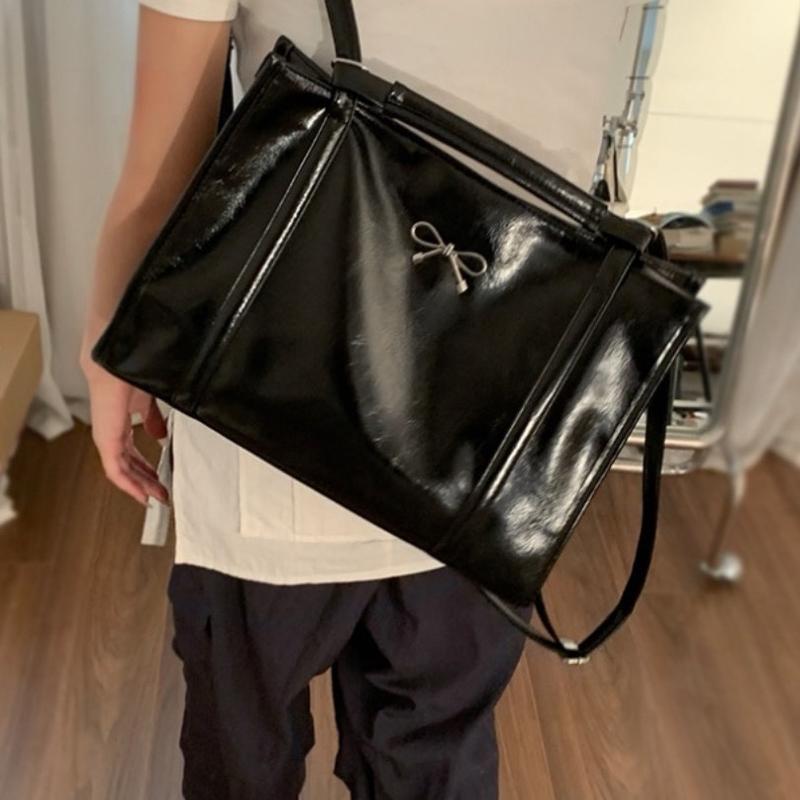 Túi Tote Đính Nơ Đeo Vai Balo Da Mềm 2 Màu 6
