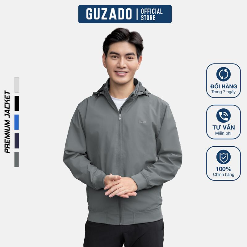 [XẢ HÀNG] Áo Khoác Sport Nam Bo Chun Cao Cấp 5 Màu Mũ Tháo Rời Chống GIó Chống Nước MAG18 Thương Hiệu GUZADO
