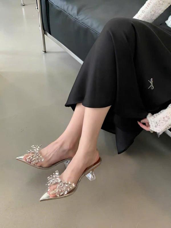 Cao gót nơ Mika V.A.N 4cm-9cm Phong Cách Tiểu Thư Phối Đá Bắt sáng Siêu Bling Dễ ĐI Dễ Phối Đồ - H40 Nữ Đế Cao GiàY Shoes Women