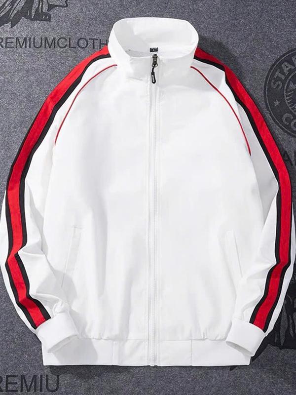 Áo khoác dù nam nữ viền tay có nón chất liệu dù 2 lớp thoáng hút mồ hôi(trắng viền đỏ)