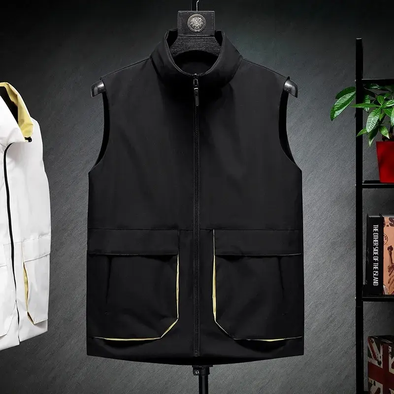 rompi & gilet Rompi casual model bolak balik, Rompi keren pria, Rompi pria terbaru Outdoor Wanita bisa dicuci dengan mesin rm polos coklat Hitam warna hitam Motor Parasut Motor Parasut warna lain 2
