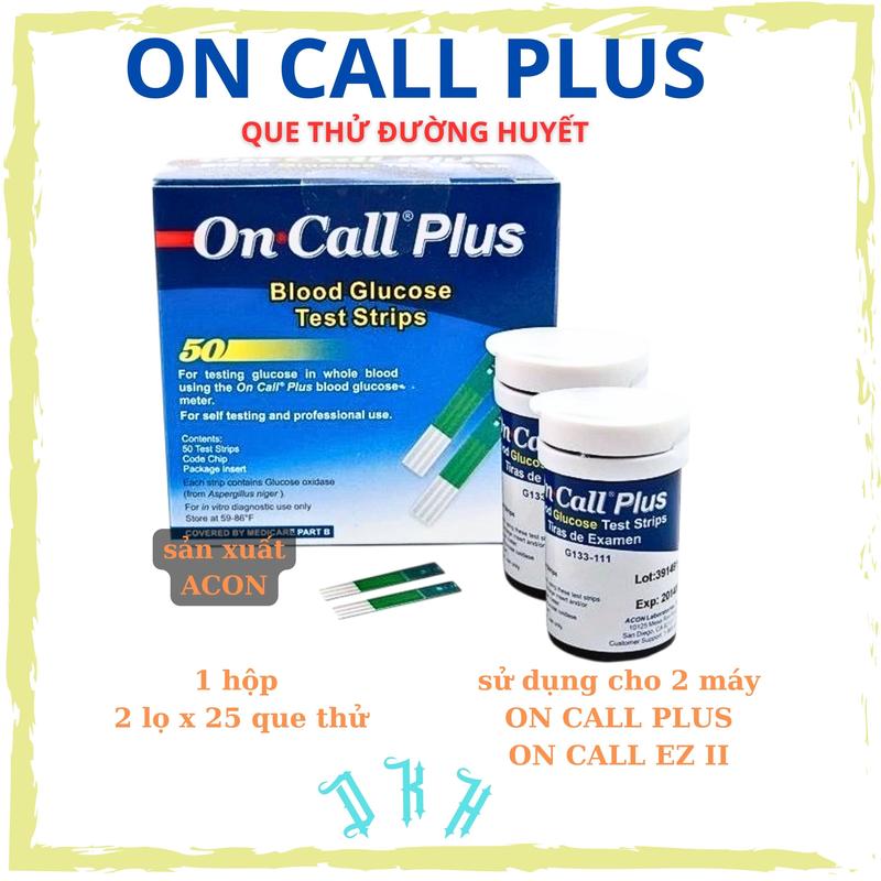  On Call Plus que thử đường huyết dùng Cho Máy On Call Plus & On Call EZ II loại 50 hoặc 25 test 