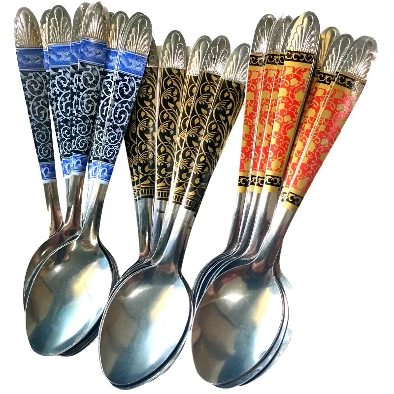 Paket hemat Sendok motif batik Stainless Steel isi 12 pcs Bunga Makan
