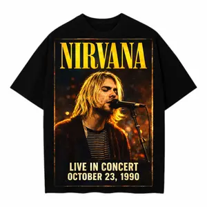 SCID Kaos Band Nirvana Live In Concert 1990 | Cotton Combed 20s Premium Unisex | T-Shirt Rock Vintage Pria