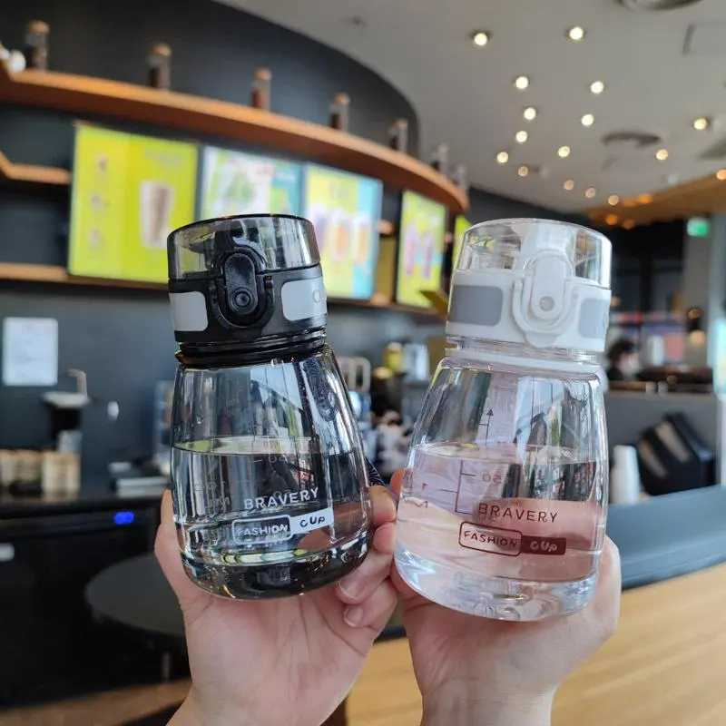 400ml Mini Big Belly Cup Plastic Water Bottle with Straws Sports Water Bottle Portable Leakproof Water Cup Student Girl Gift