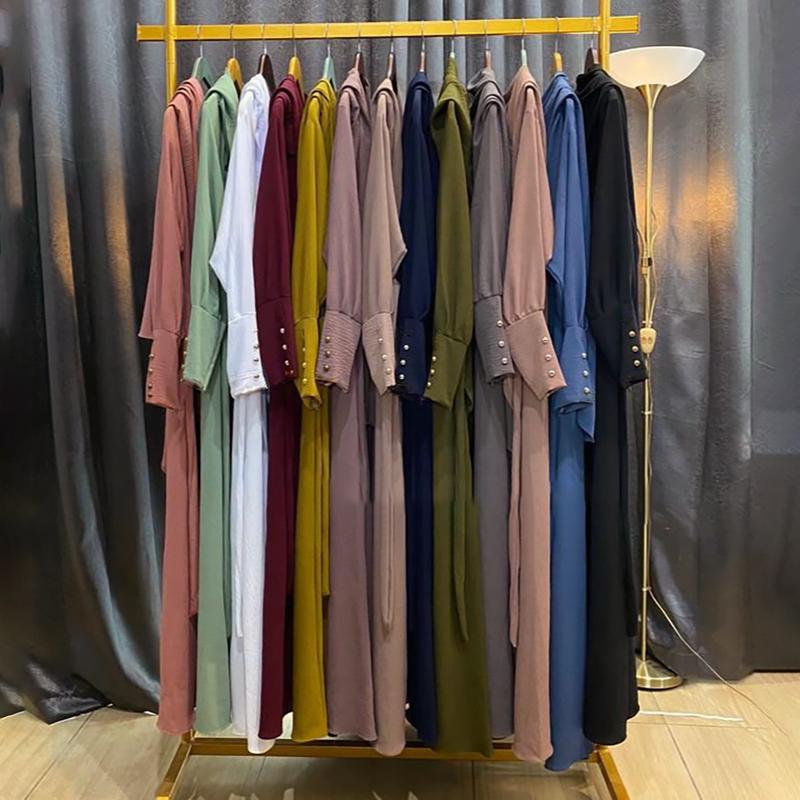 Jembarmuslim Asmah Set Gamis Syari Remaja Wanita Muslim Aesthetic Modis Exclusive Terbaru Crinkle Airflow Simple Casual Formal Wudhu Friendly Variasi  Warna Hitam Dress Basic Motif Panjang Outer Mewah Outer Mewah Kondangan 8