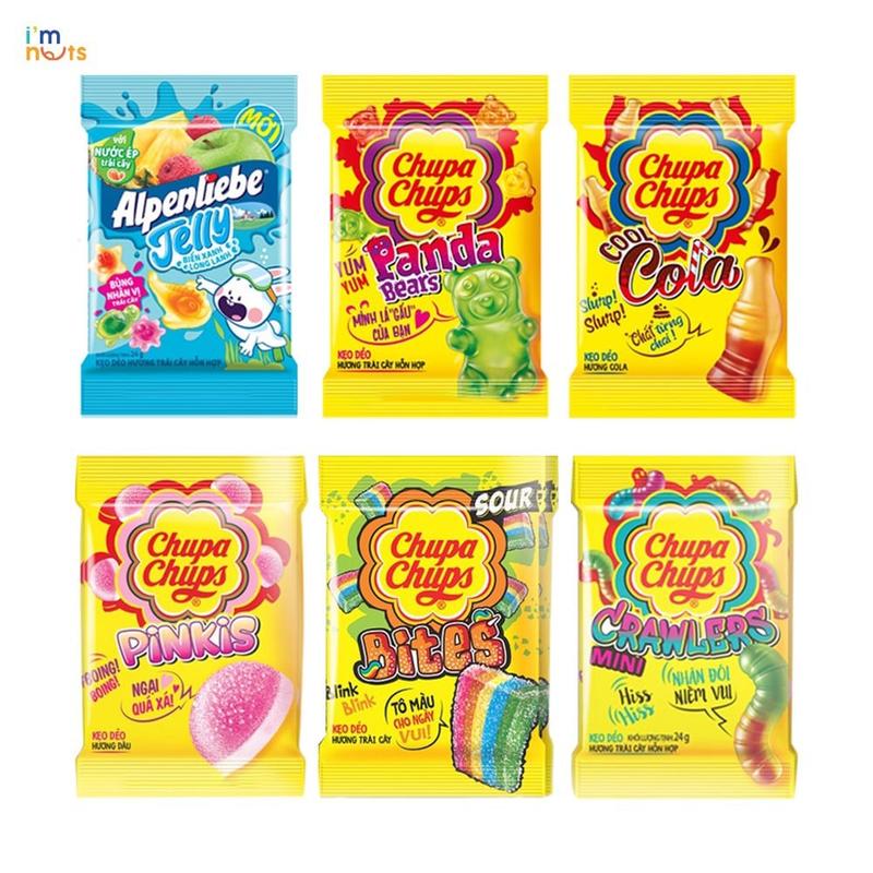 Kẹo dẻo Chupa Chups hương trái cây và Kẹo dẻo Alpenliebe Jelly đủ vị 24g