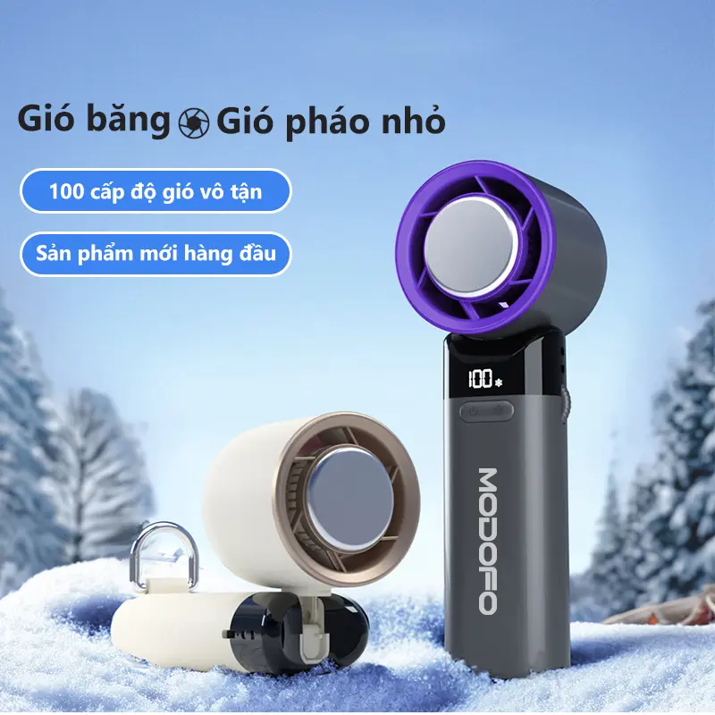【MODOFO】Quạt cầm tay tốc độ cao mới 2025, tốc độ gió 100 cấp, màn hình kỹ thuật số, pin dung lượng lớn, thời gian sử dụng cực dài (bảo hành chính hãng 6 tháng) Sạc di động USB thích hợp làm quà tặng Tết Nguyên đán, phụ kiện quà tặng cặp đôi 7