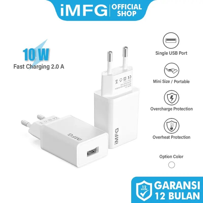 iMFG Charger i-C4 Single Port USB 10W Fast Charging 2A Pengisi daya serbaguna berdaya rendah 0