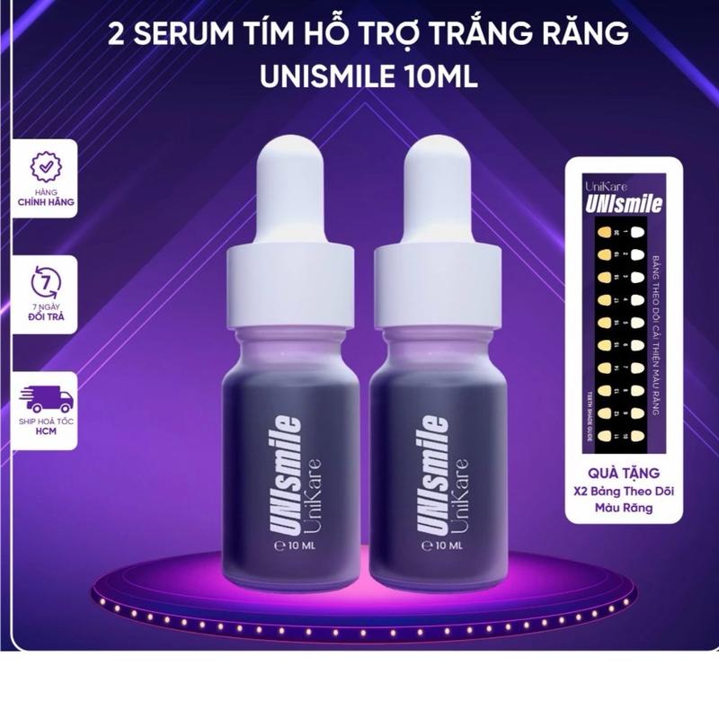 ( combo 2 chai chính hãng 10ml hoặc chai lớn 30ml) Serum hỗ trợ trắng răng unismile Nữ nam tinh chattrang rang cây làm trắng răng gel