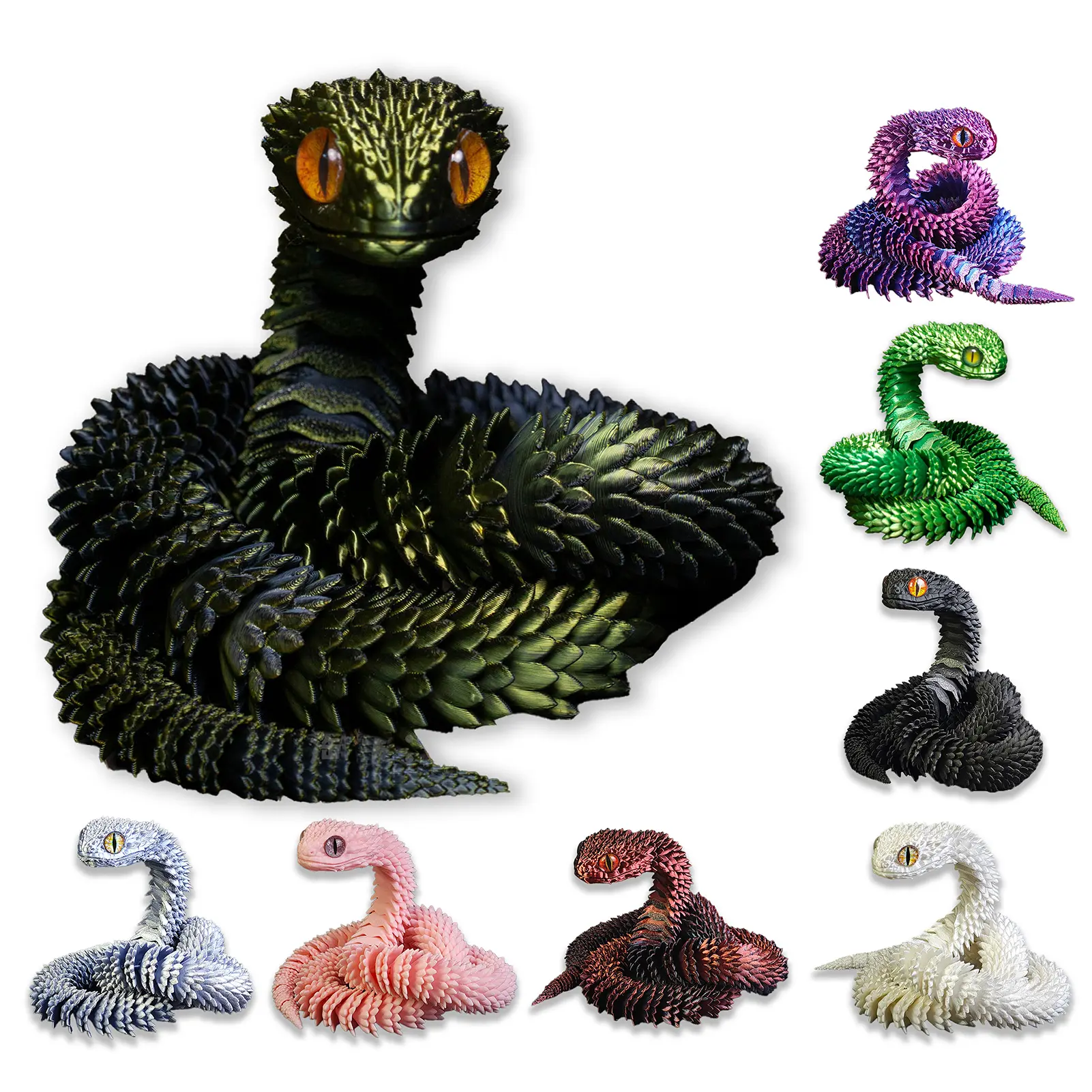 Tượng Nhỏ Rắn, In 3D, Có Thể Di Chuyển, Mô Hình Rắn, Có Khớp Nối, Mô Hình Động Vật Khớp Nối, Đồ Chơi Trang Trí Nhà Cửa, Văn Phòng, Kệ Sách, Đồ Trang Trí Để Bàn